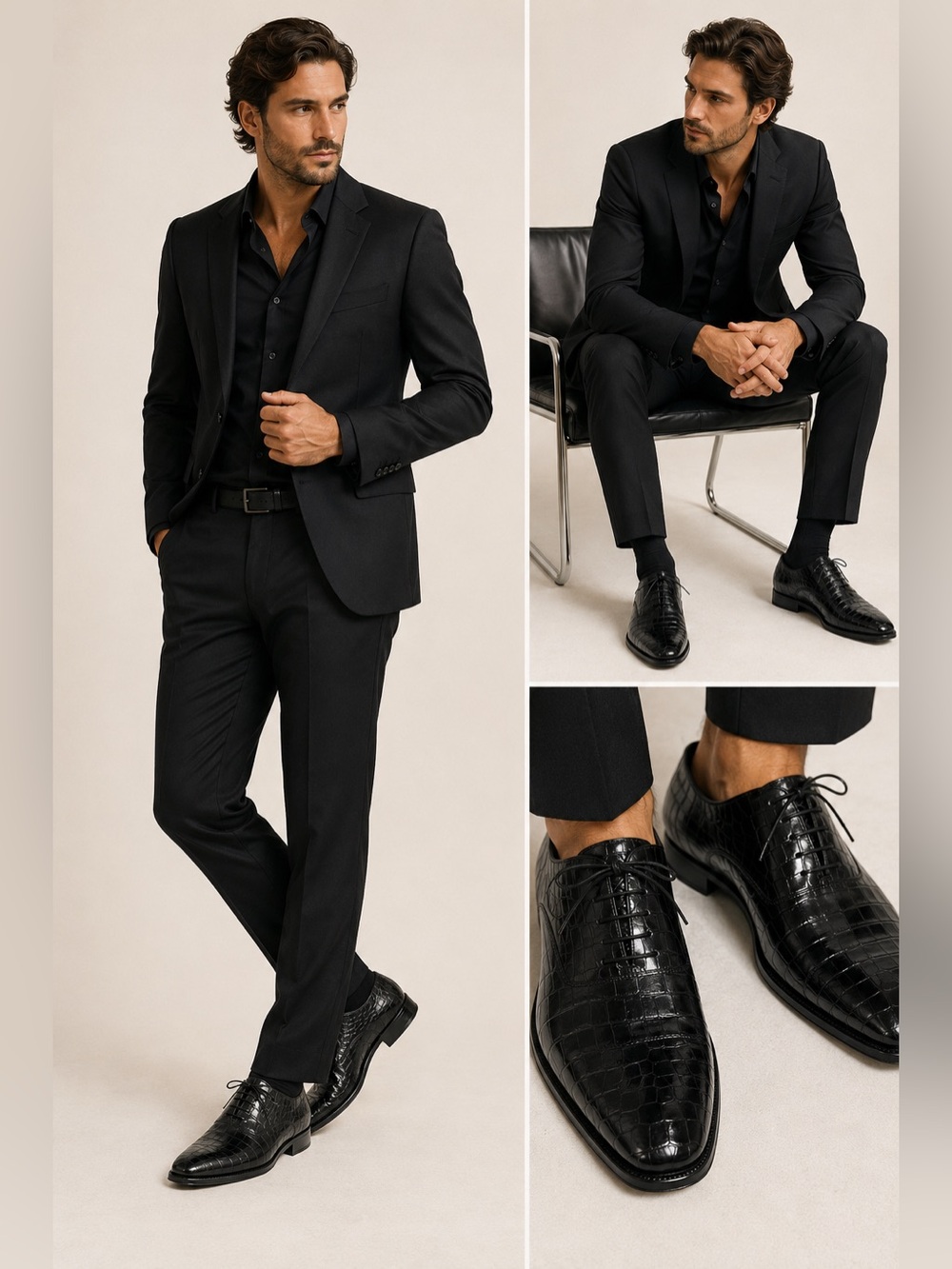 Caporicci Genuine Alligator Black Oxford Dress Shoes Italy Men’s Size 13